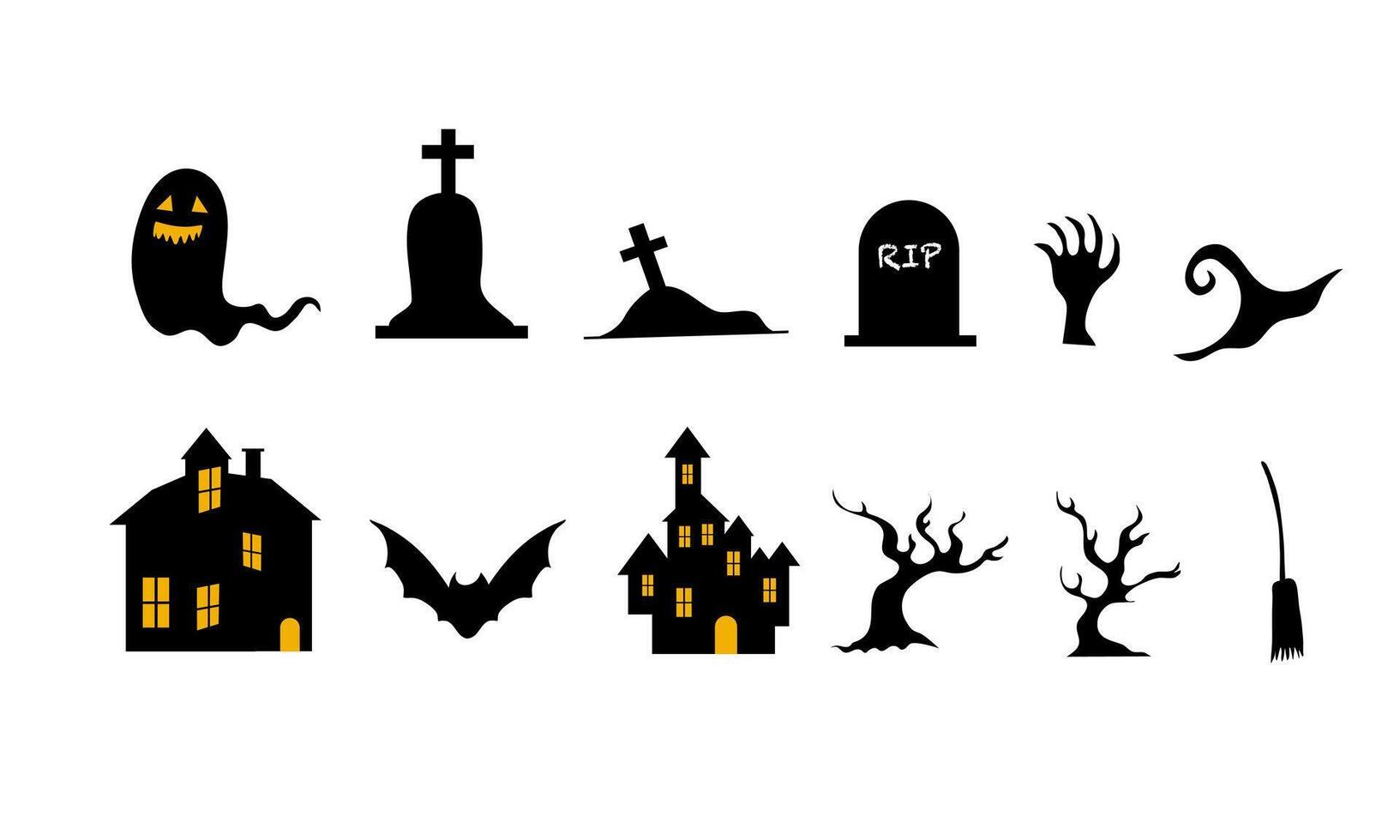 Pumpkins With Scary Faces On Black Background vector
