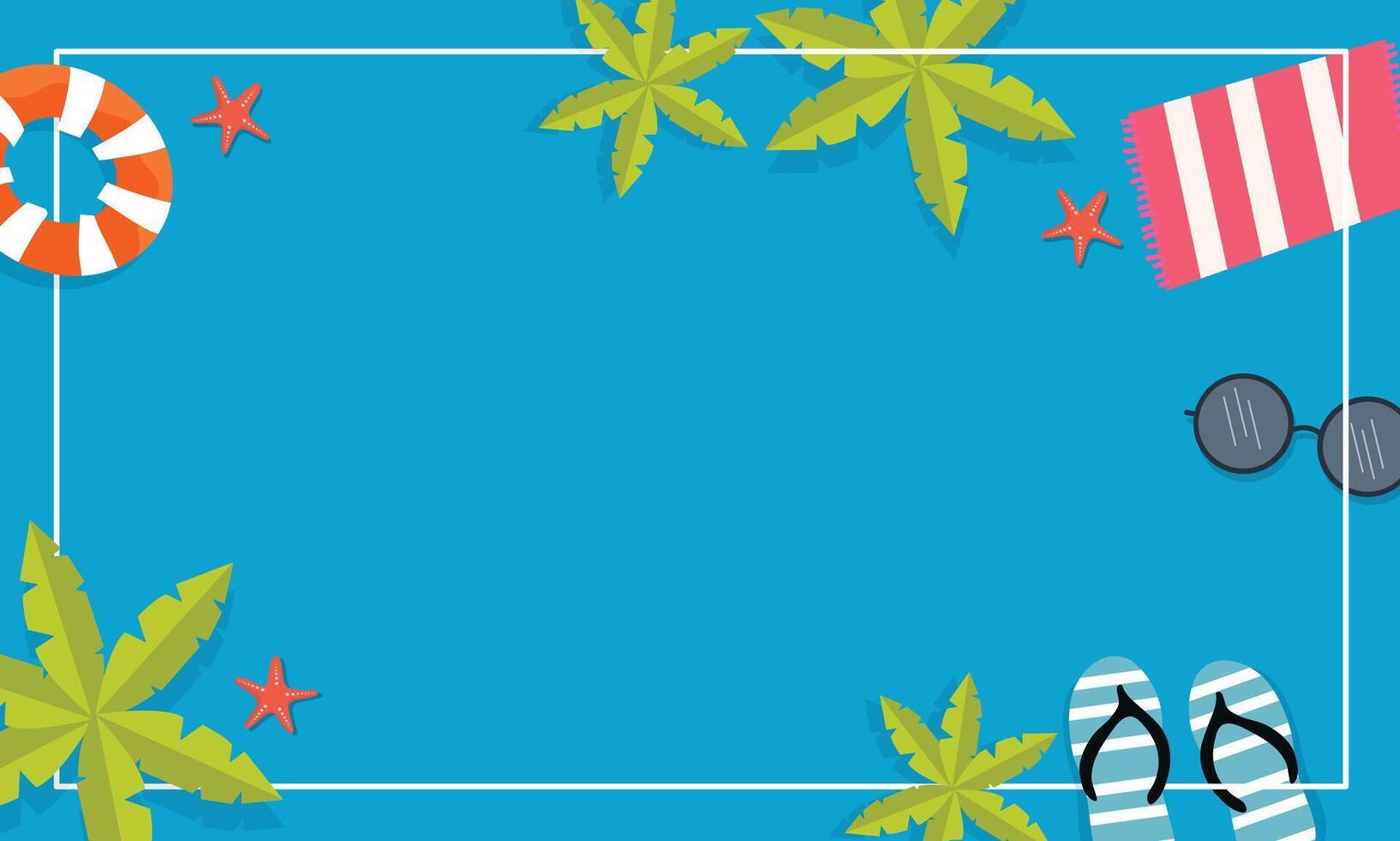 Summer vacation frame with beach accessories vector