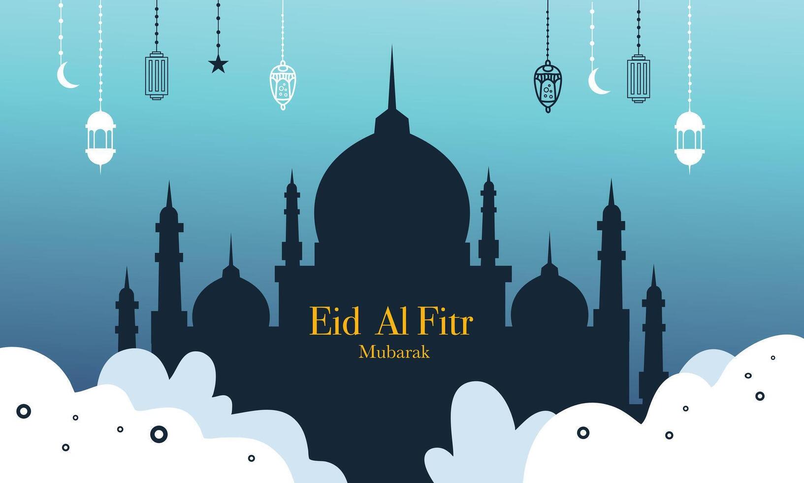 Ramadan Background with Silhouette Mosque Design vector