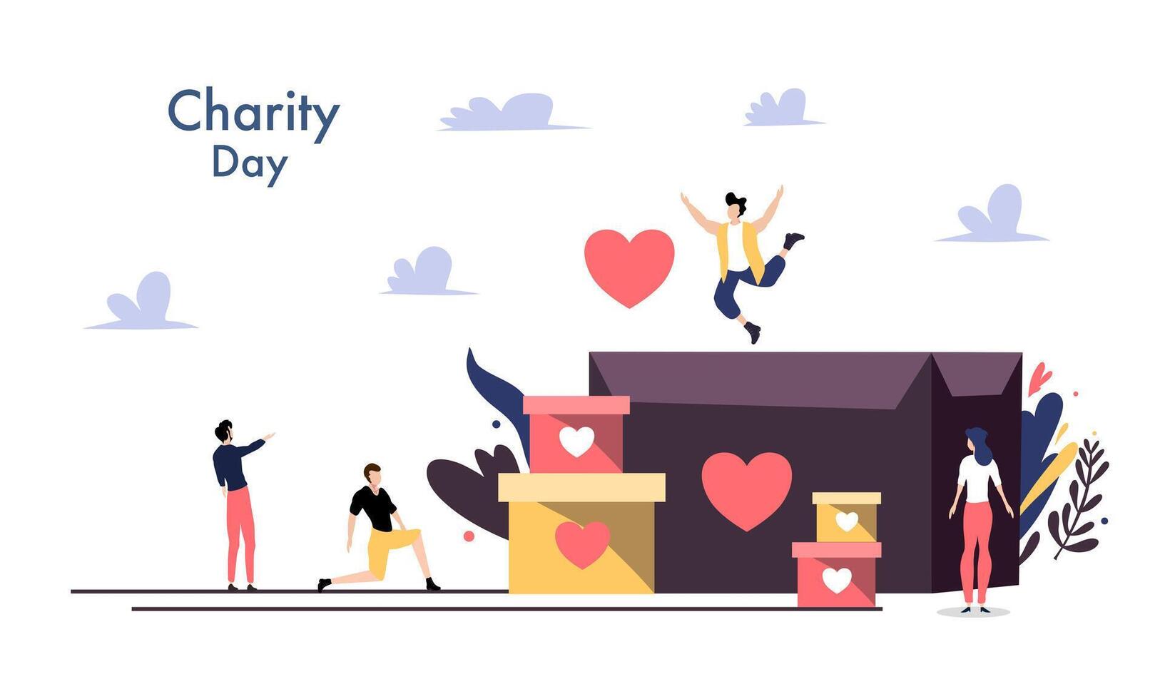 Street Charity Event with Volunteers and Donation Booth vector