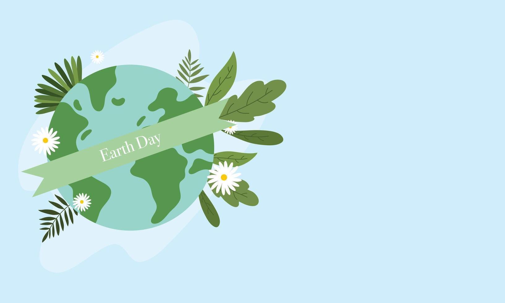 Earth with Banner and Leaves vector