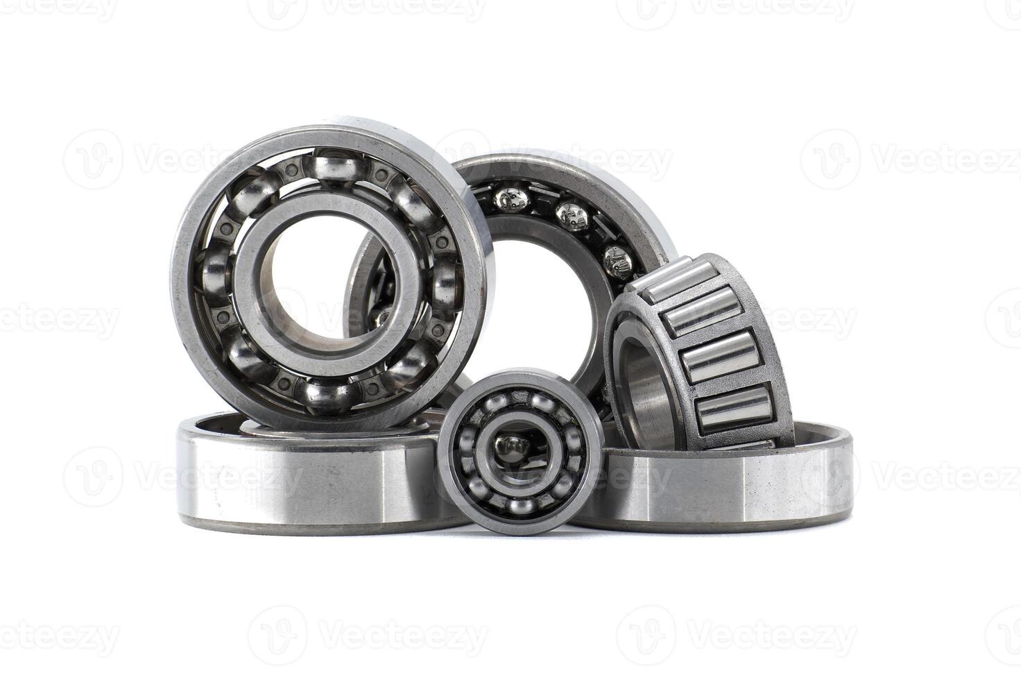 Assorted Metal Bearings with Ball and Roller Types in Industrial Composition photo