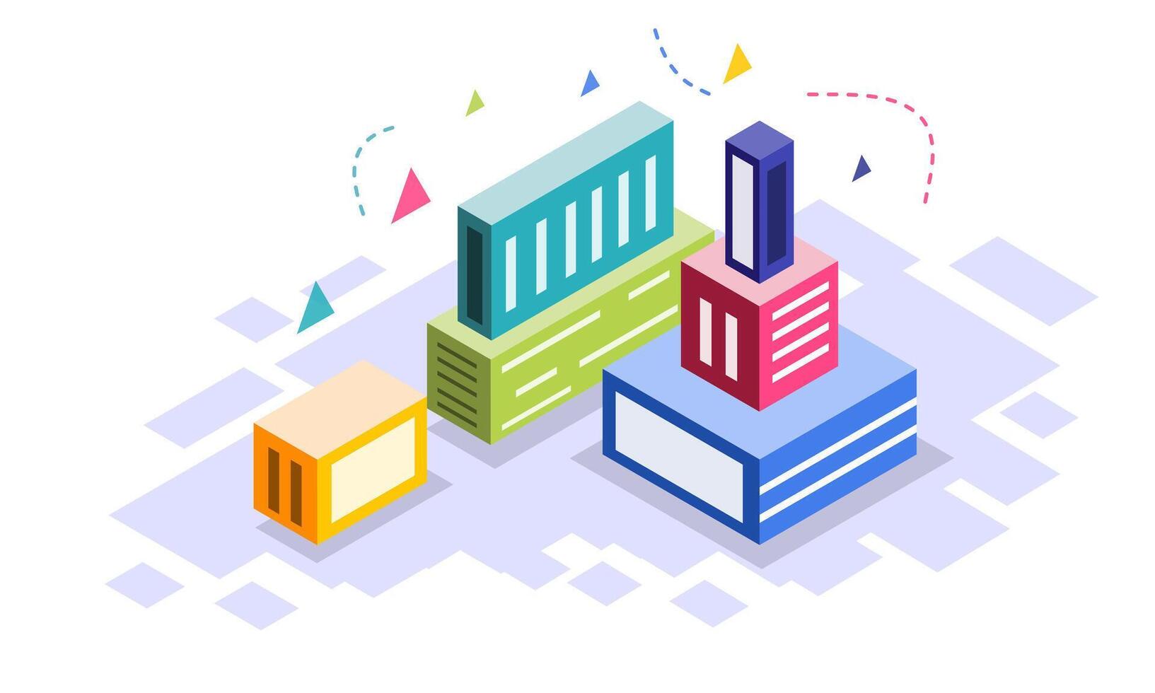 Modern Isometric Commercial Building Art vector