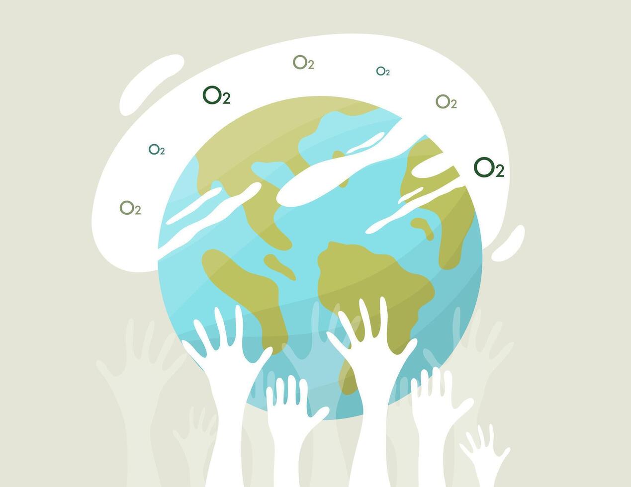 Many Hands Lifting the Planet Earth Together vector