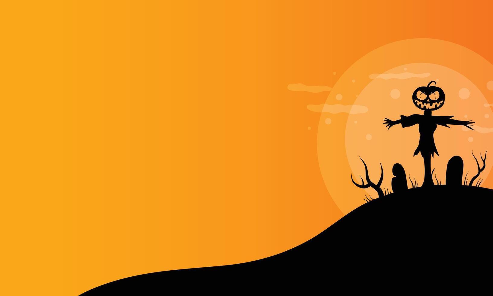 Halloween Scene with Silhouettes vector