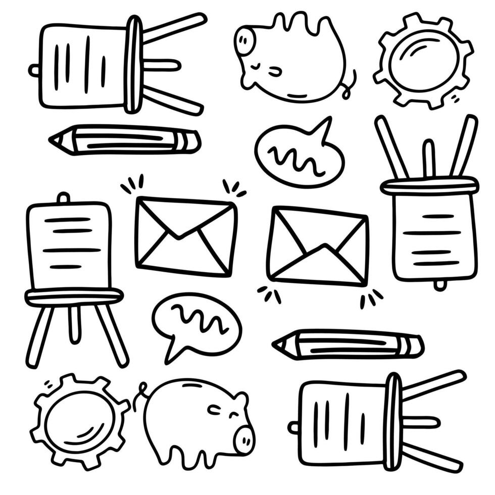 Startup Tools Icons Including Piggy Bank and Envelopes vector