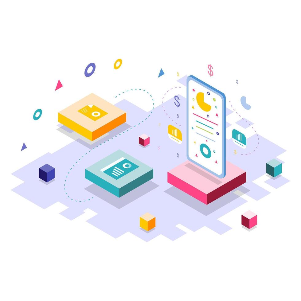 Isometric Laptops with Email Chat Communication vector
