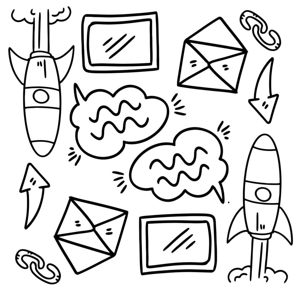 Business and Cloud Technology Line Art Elements vector