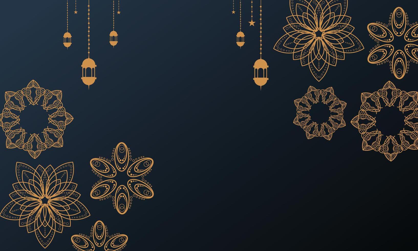 Golden floral pattern on black background vector