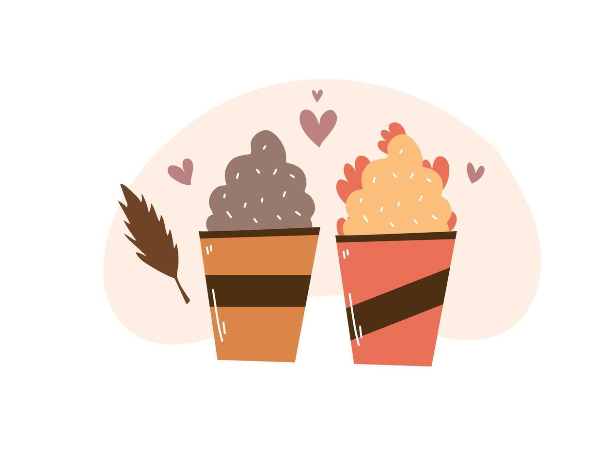 Chocolate and Vanilla Cup Pair With Sprinkles Design vector