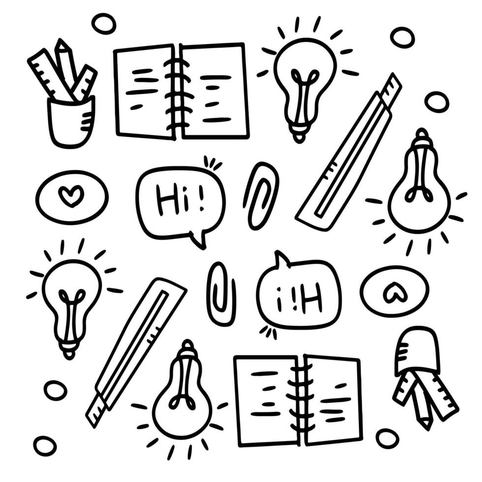 Hand Drawn School Stationery Doodles Pack vector