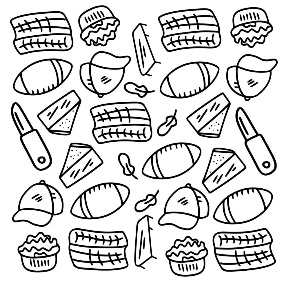 Picnic Snacks Doodle with Sandwiches and Drinks vector