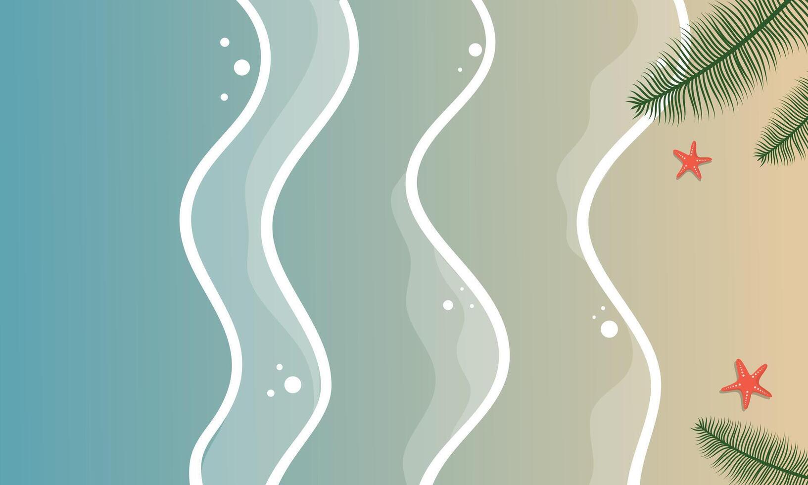 Minimal Beach Scene With Wavy Sand and Shells vector
