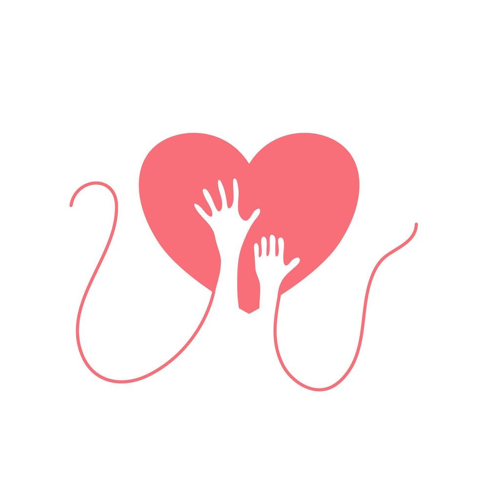 Heart And Helping Hands Minimalist Charity Art vector