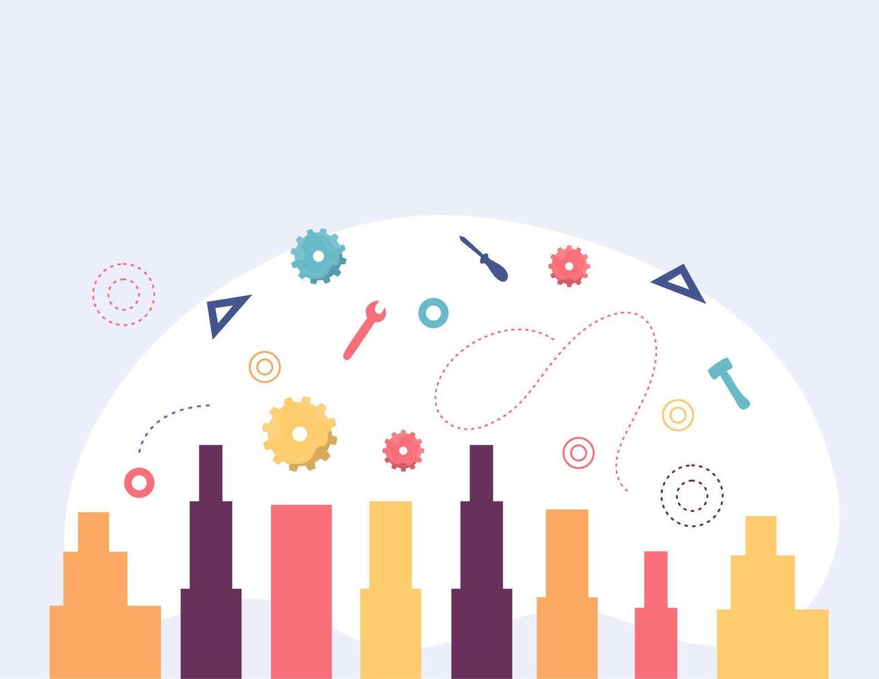 Bar Graph With Colorful Engineering Symbols Design vector