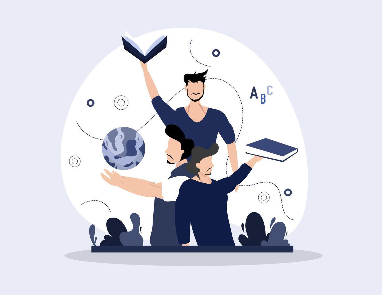Students Hug Teacher Celebrating Global Teachers Day vector