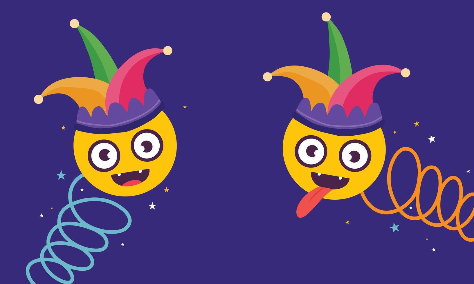 Two Emojis with Jester Hats in Love vector