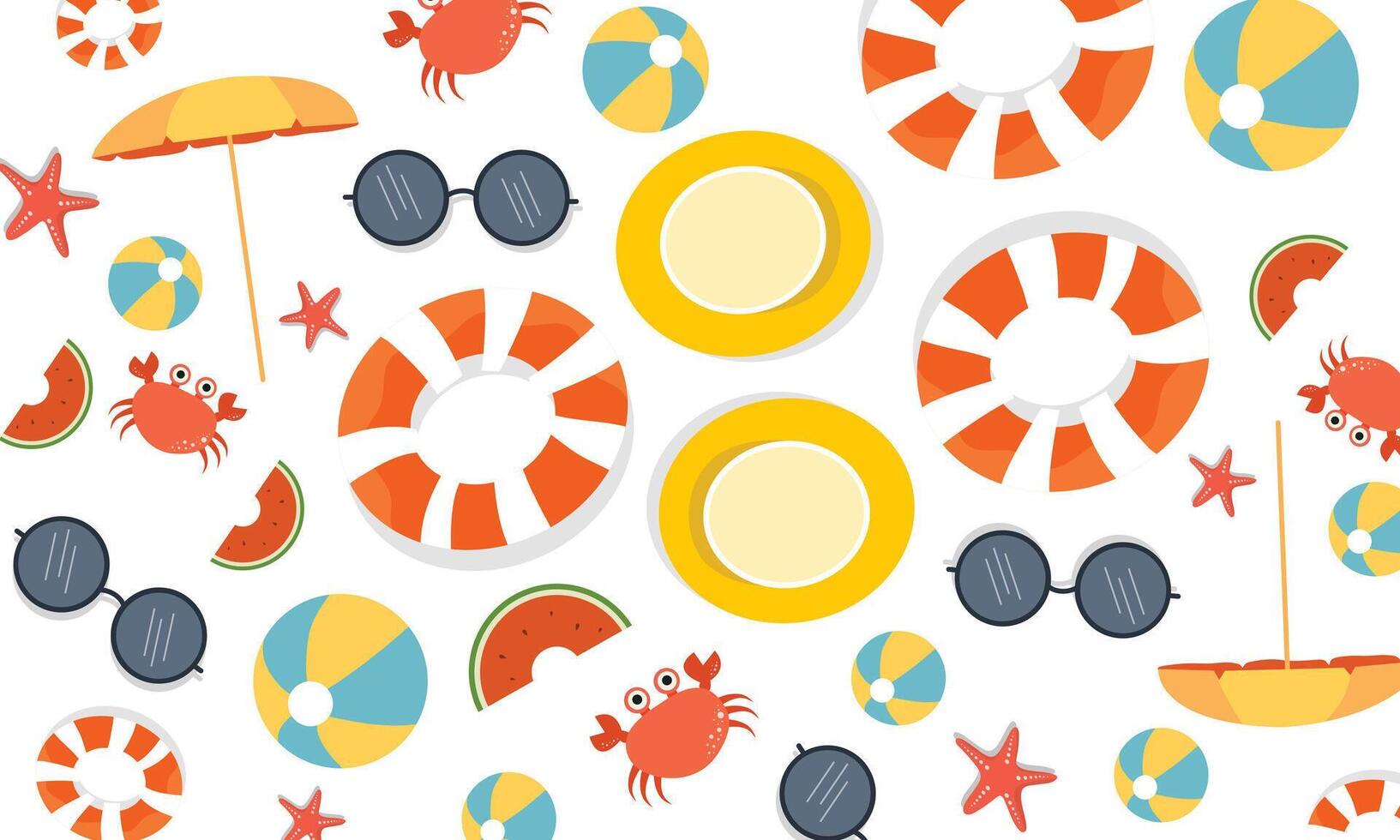 Cute Summer Background with Cartoon Elements vector