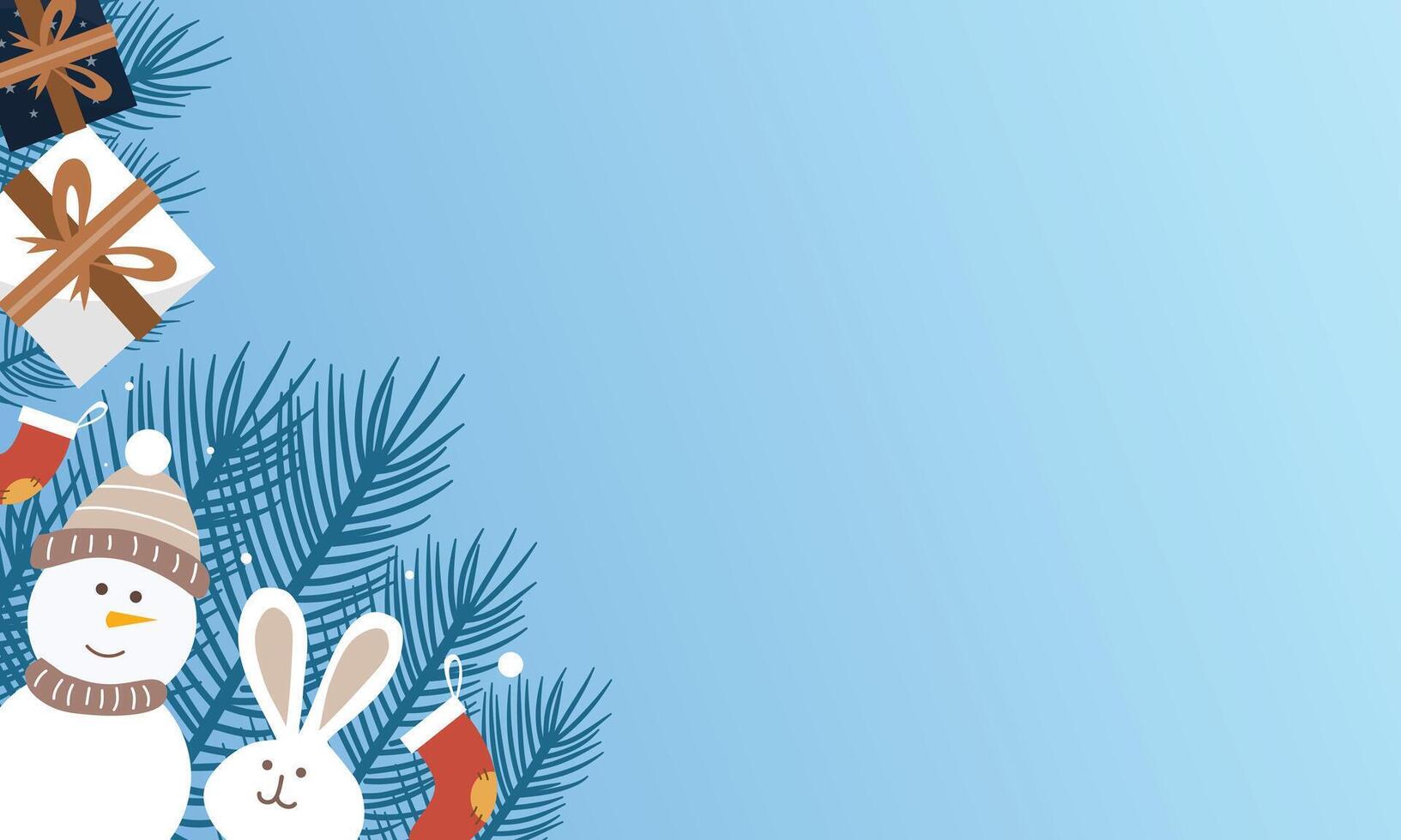 Blue Winter Background with Snowman vector