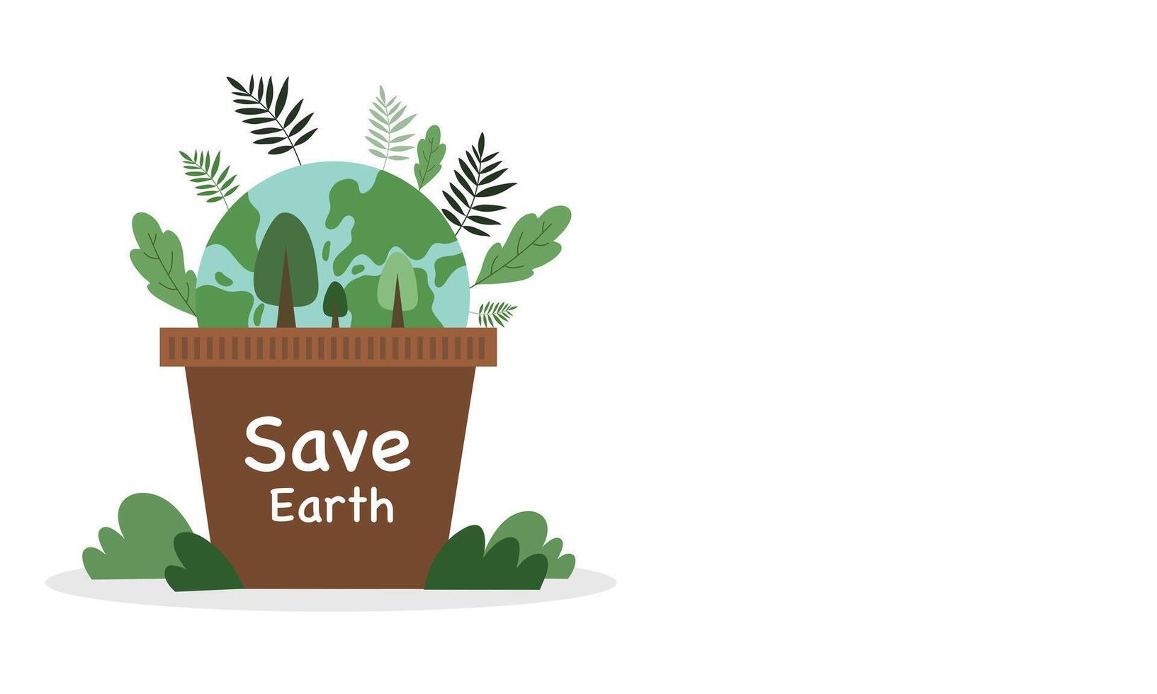Plant Pot with Save Earth Sign vector