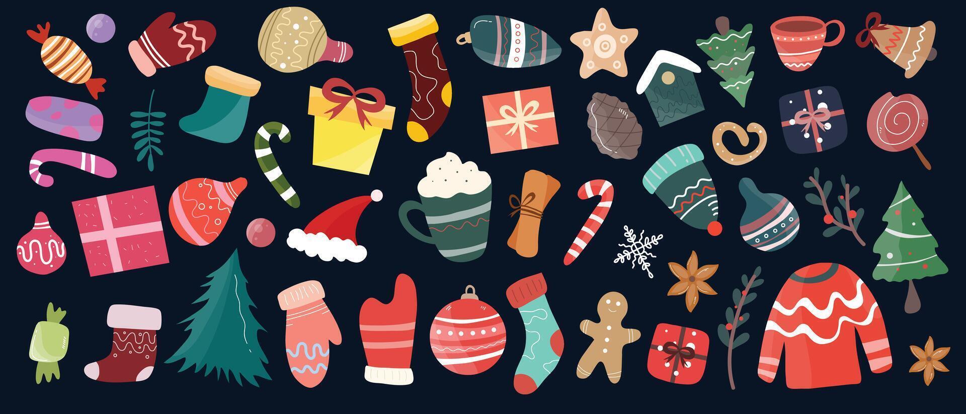 Holiday Pattern with Christmas Items vector
