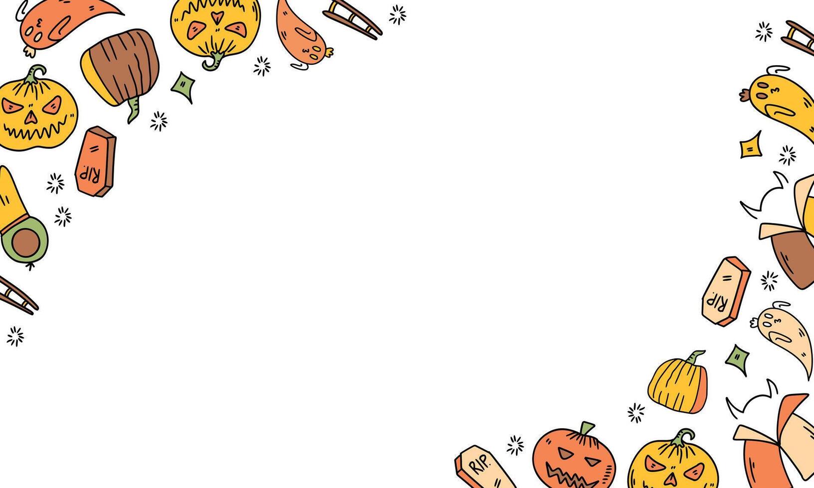Halloween Border with Pumpkins and Candy vector
