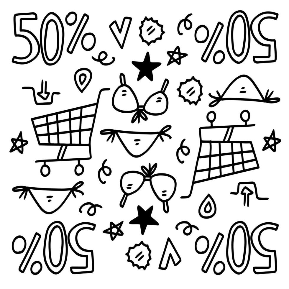 Shopping Icons with Discounts and Sale Elements vector