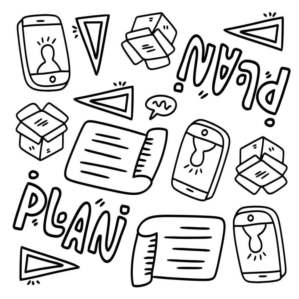 Startup Planning Doodles with Documents and Plans vector