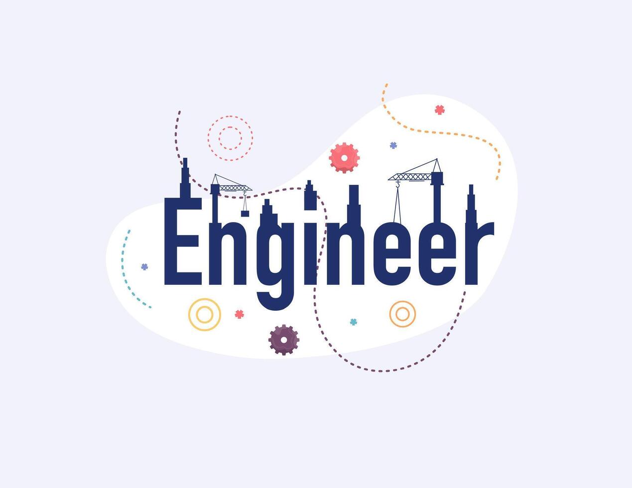 Engineer Typography with Construction Elements and Gears vector