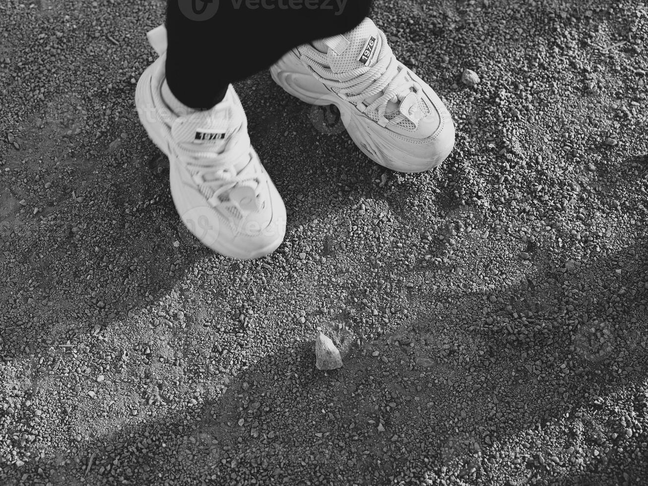 Trendy Footwear Positioned on a Textured Surface, Making a Statement in Style and Fashion photo