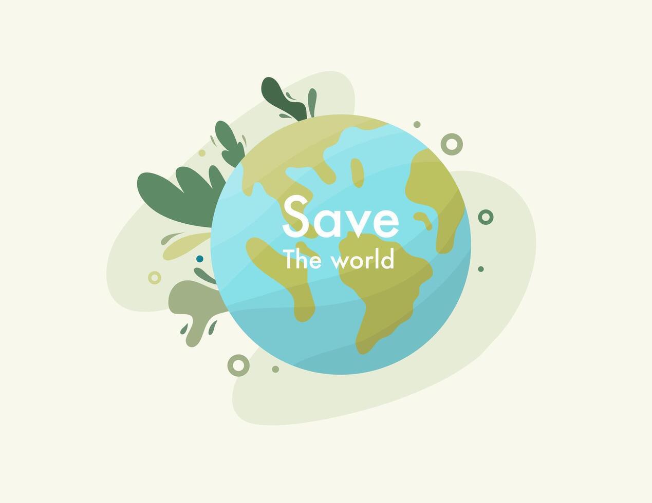 Save the World Text on Earth Illustration vector