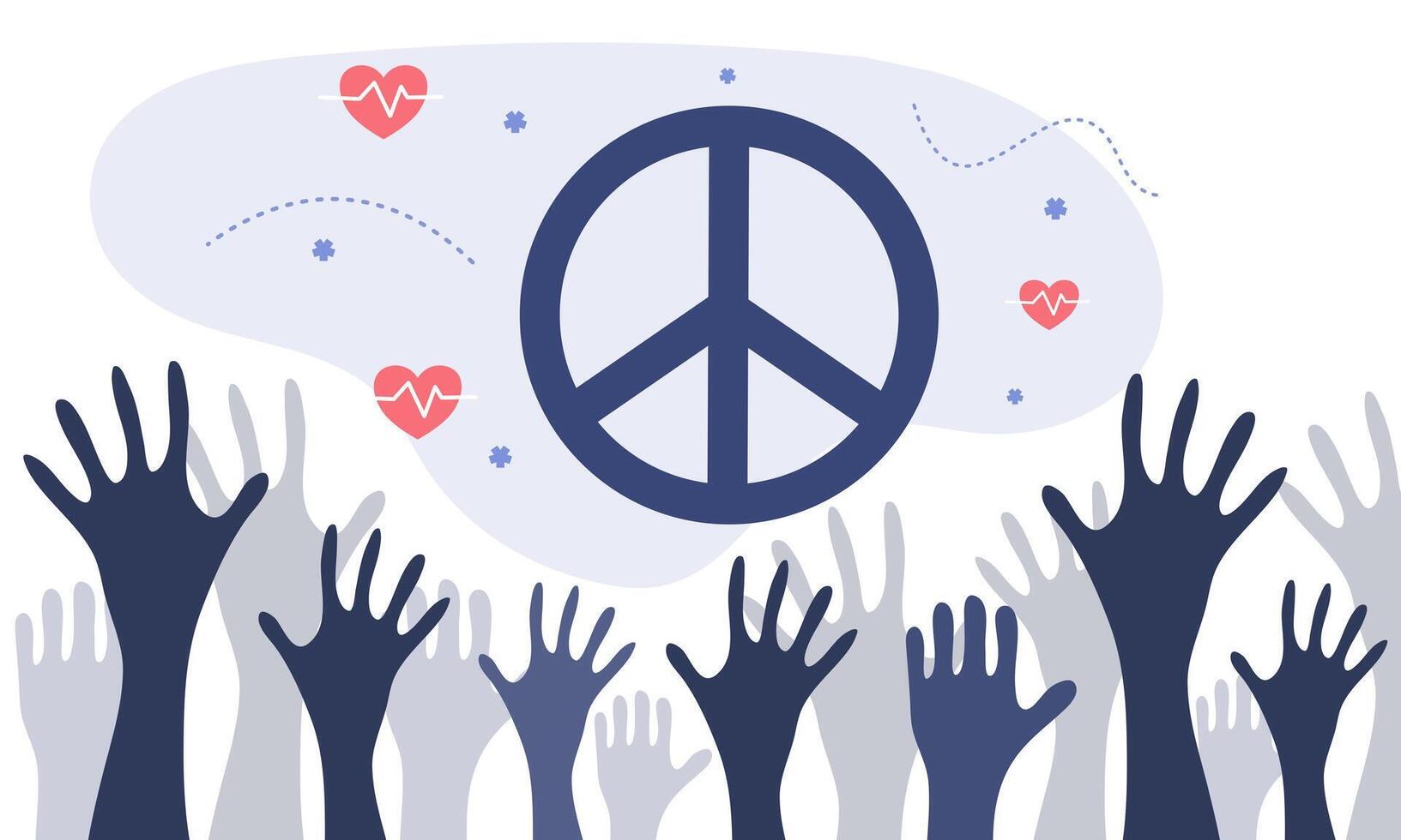 lot Hands reaching up to a peace sign vector
