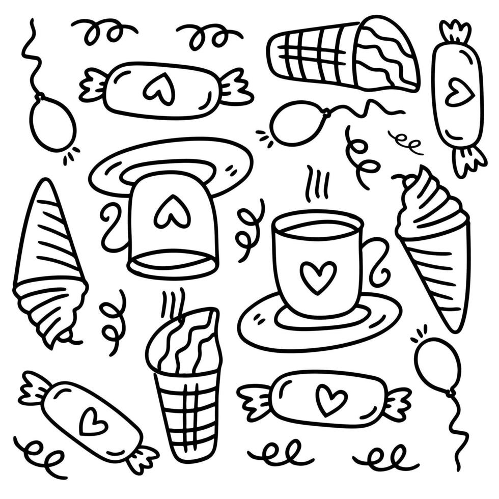 Ice Cream Cones and Dessert Doodle Art vector