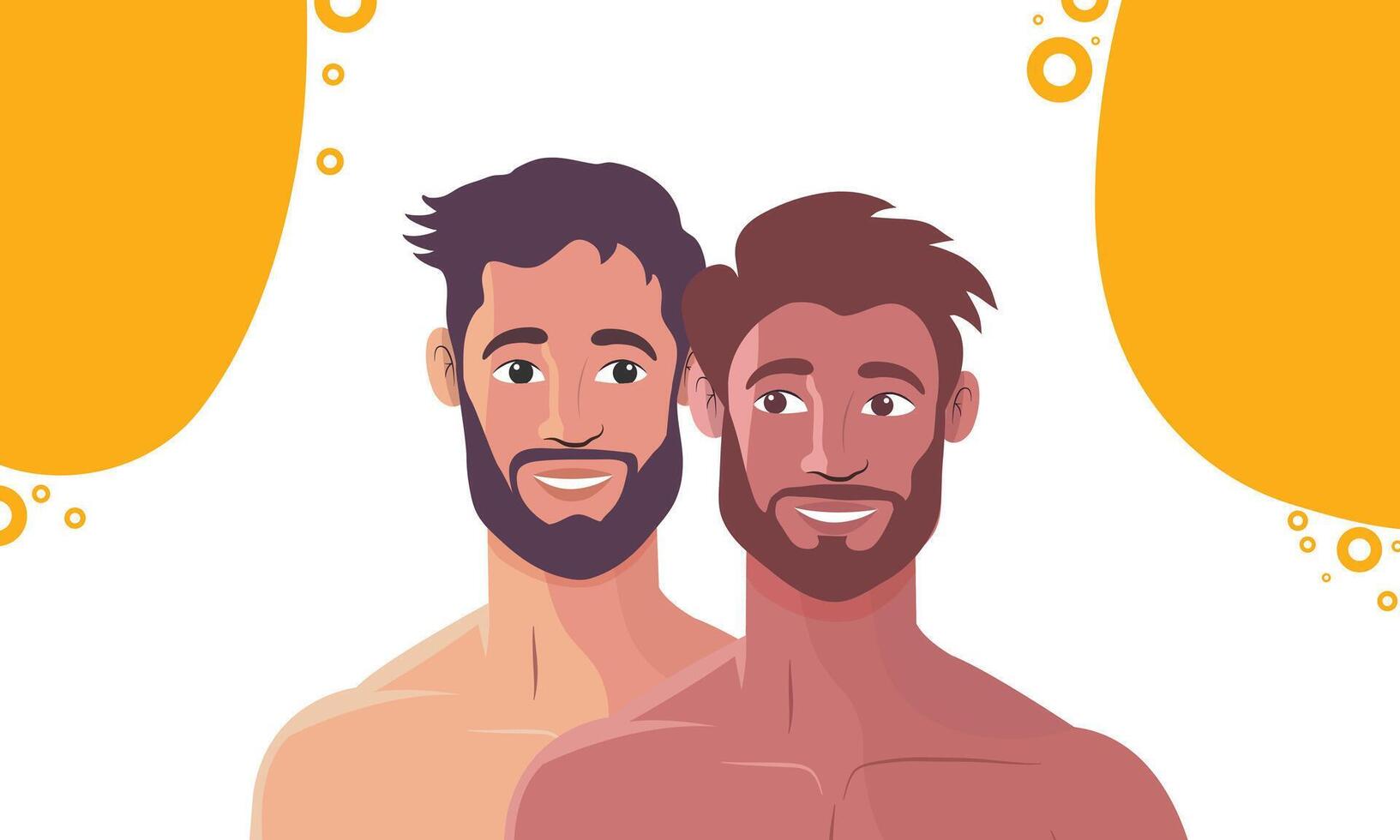 Minimalist Couple on Yellow White Background vector