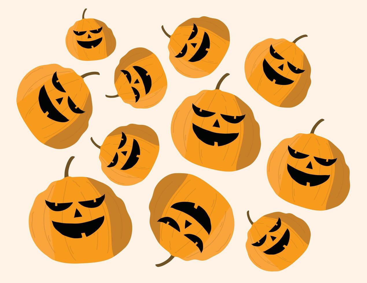 Multiple Jack O' Lanterns on Orange Background vector
