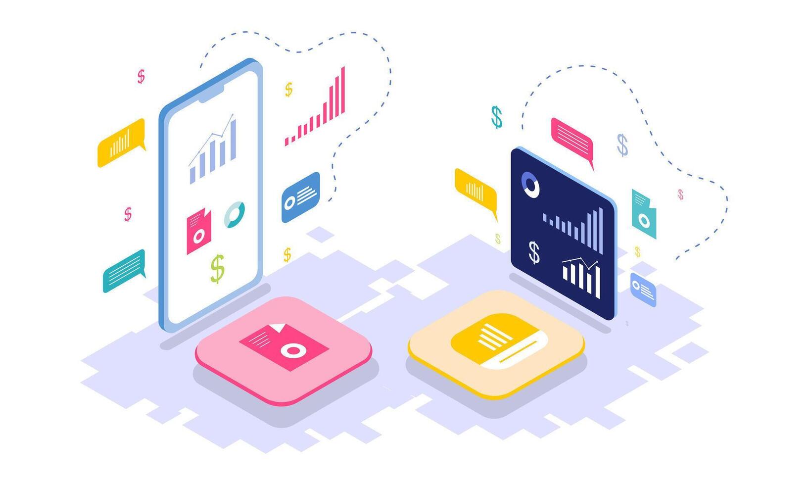 Isometric Laptop Repair and Tech Support Scenes vector