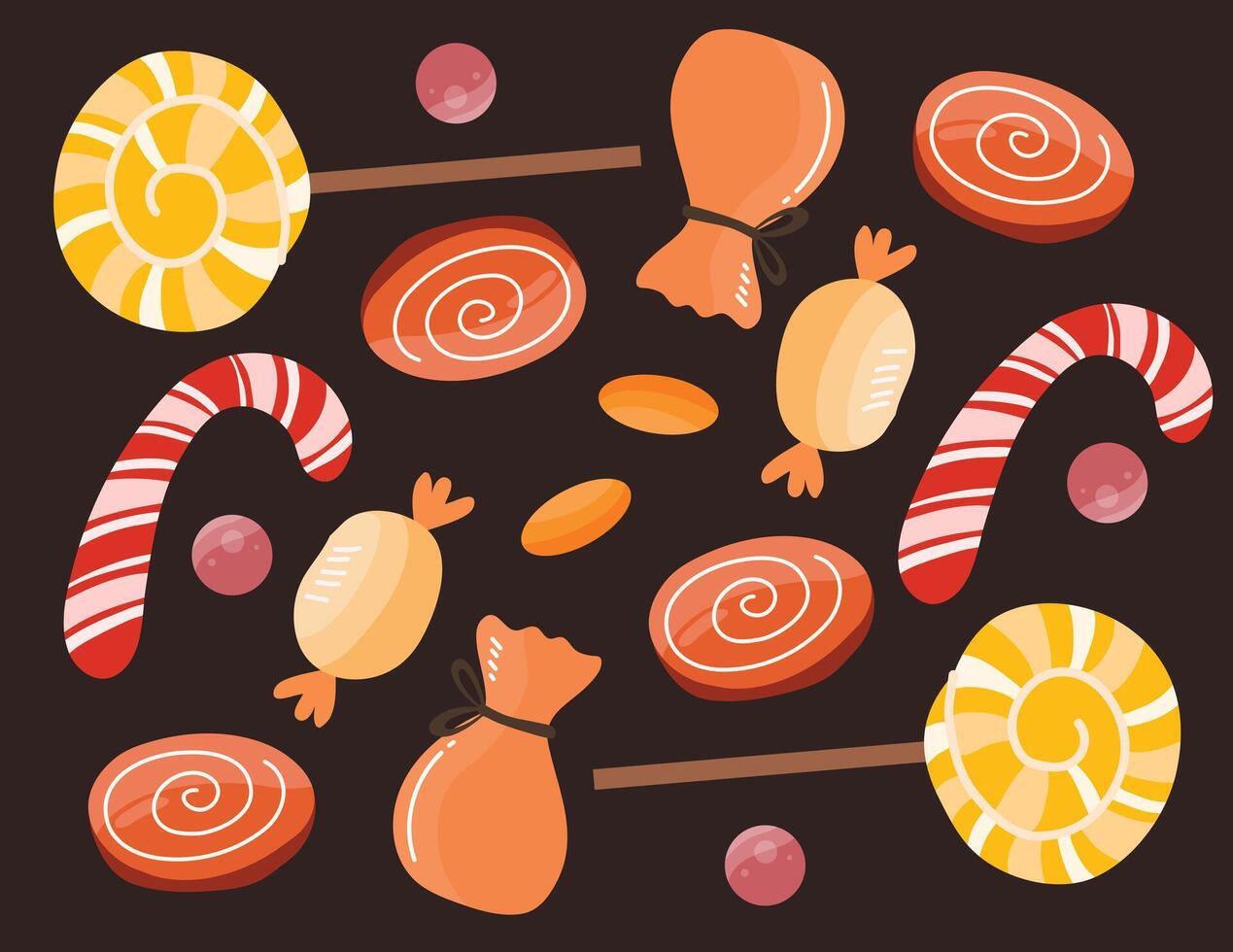 Swirl and Wrapped Candies Pattern vector