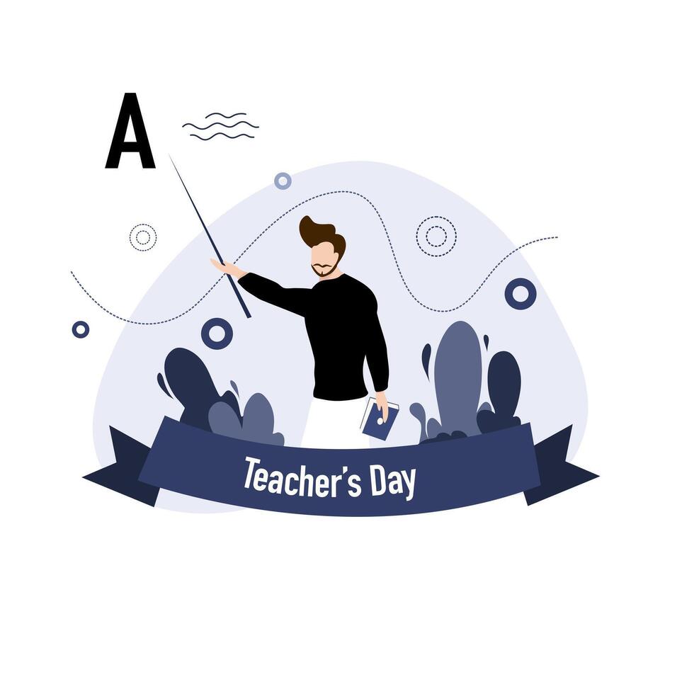 Teacher Pointing At Blackboard During Celebration vector