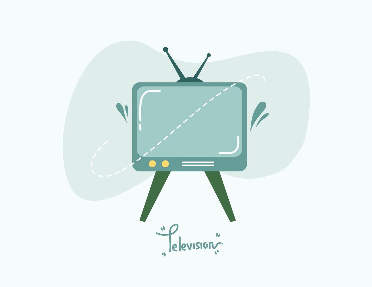 Retro TV With Green Background And Antennas Displayed vector