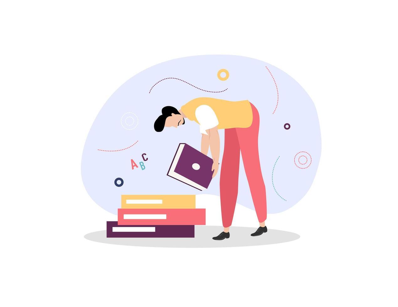 man Student Tired from Studying Hard at School vector
