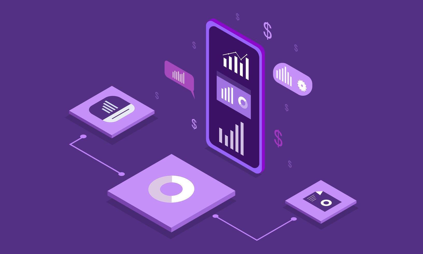 Isometric Business Technology with Smart Devices vector