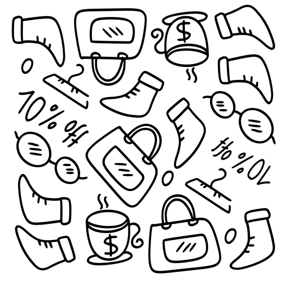 Fashion and Beauty Shopping Doodles with Accessories vector