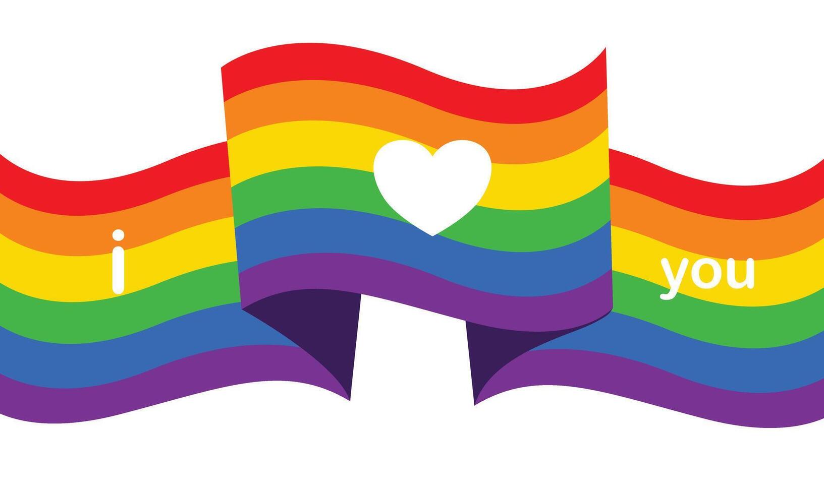 I Love You Ribbon in Rainbow Colors for Pride vector