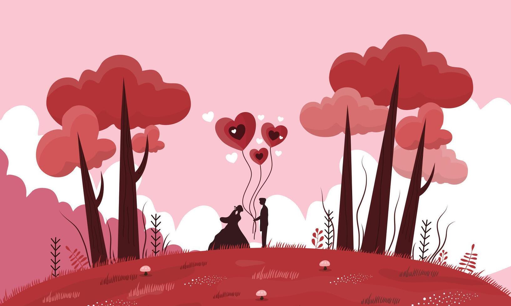 A couple in love with hearts in the sky vector