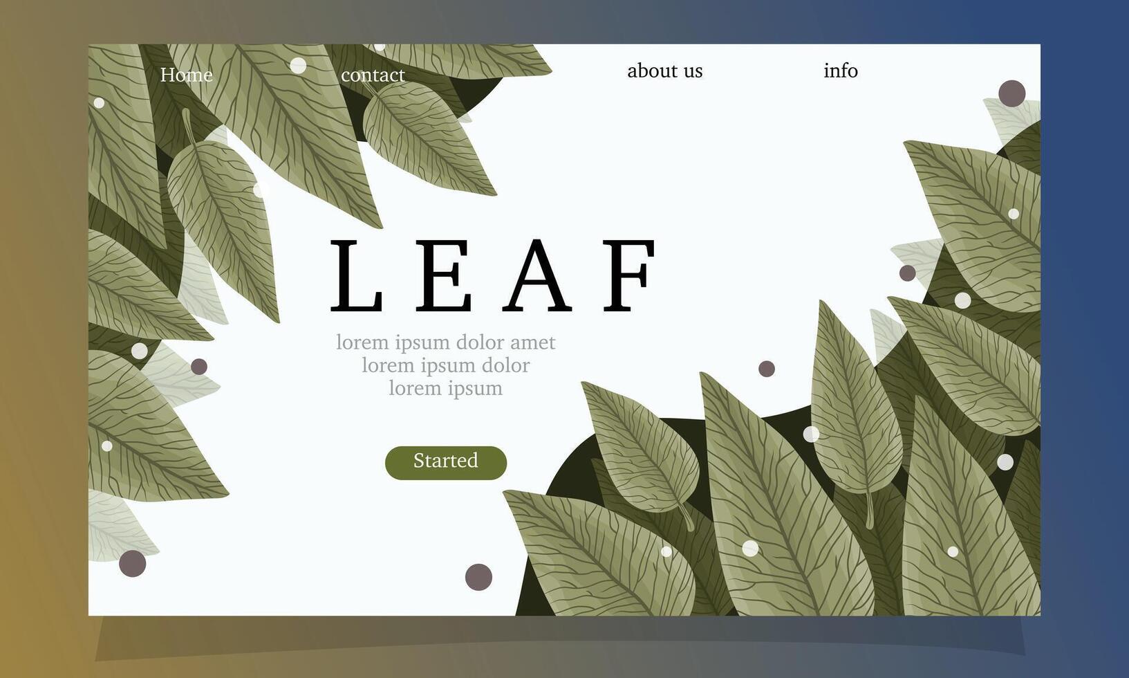 Eco Landing Page with Nature Leaf Background vector