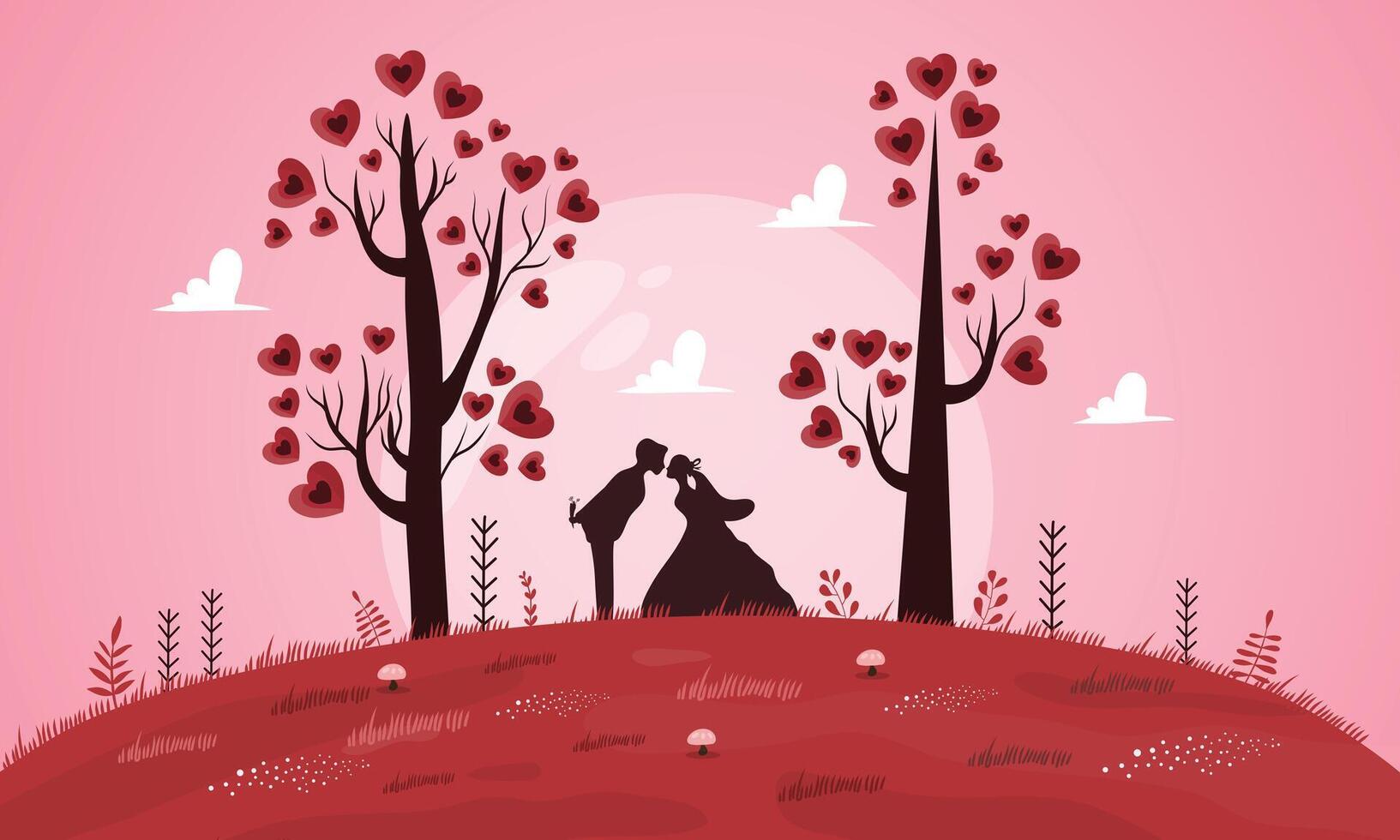 Cute Valentine Couple with Balloons Illustration vector
