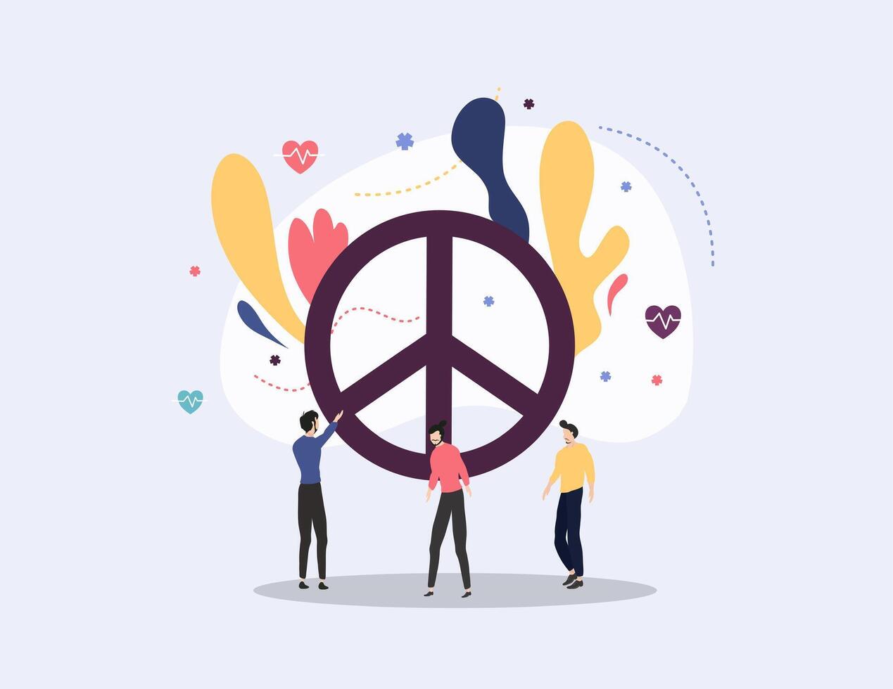 Peace Dove Flying Above Group of People vector