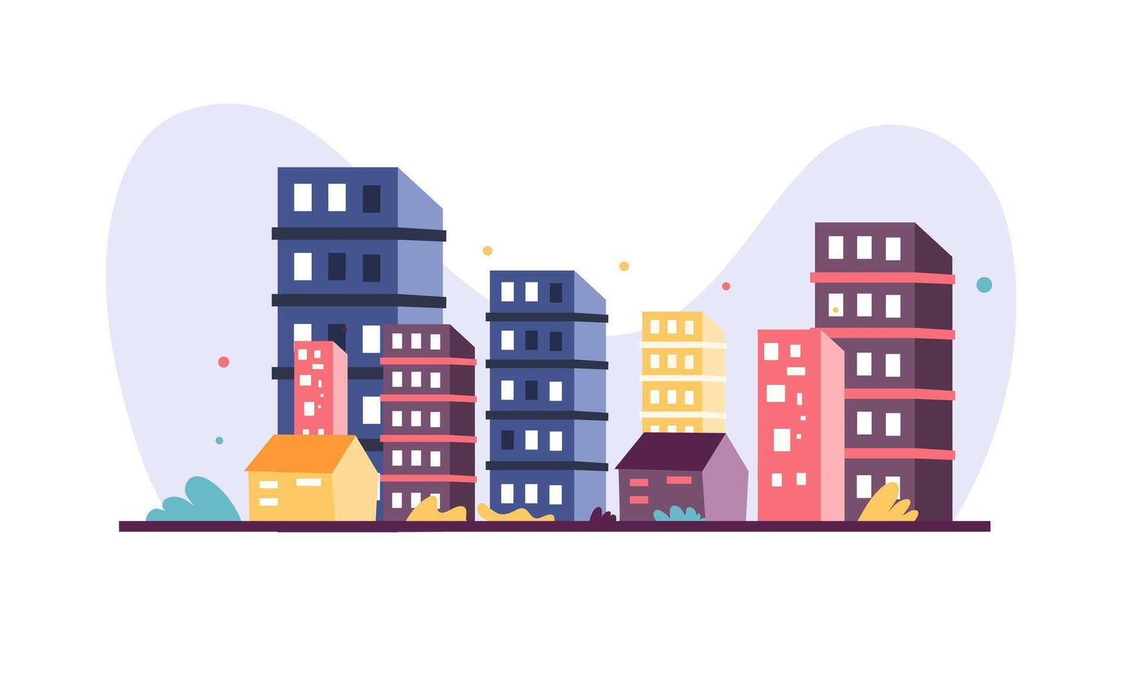 Modern City With Buildings And Gradient Background vector