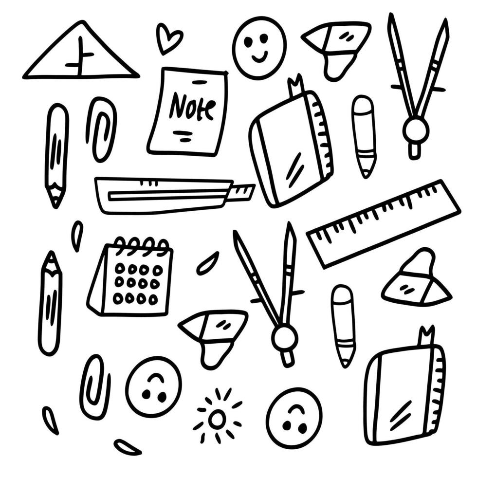 Complete Back to School Doodle Set vector
