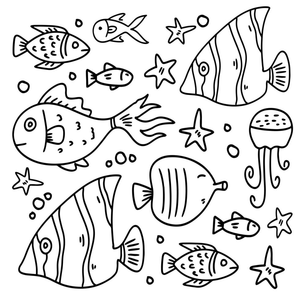 Hand Drawn Marine Animal Collection vector